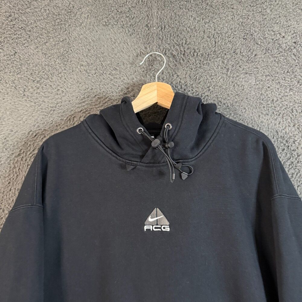Nike ACG Hoodie Mens Large Black Center Swoosh Therma-Fit Pullover - Picture 2 of 12